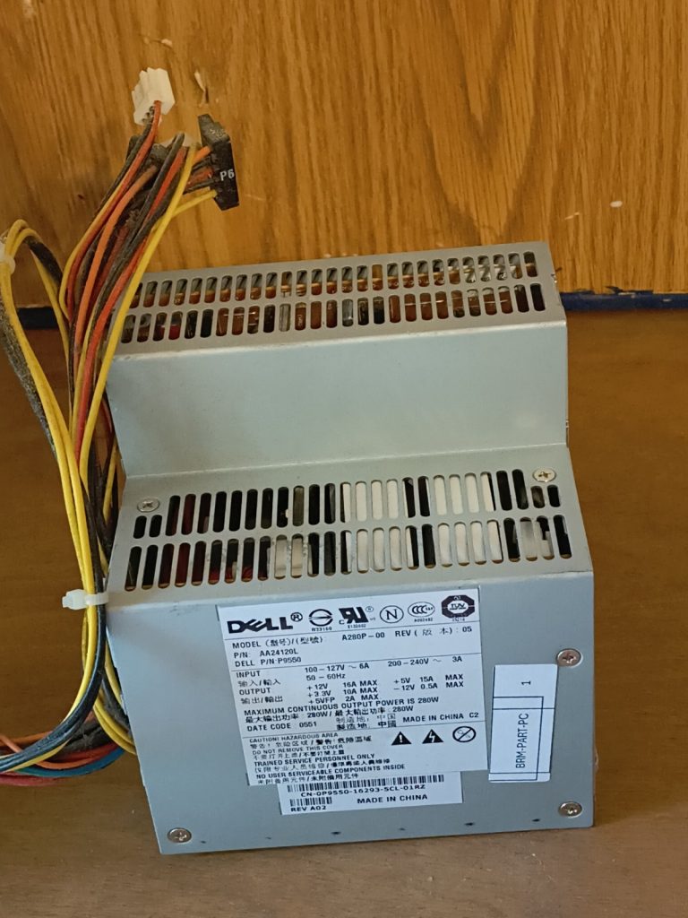 Dell desktop computer internal power supply unit with wiring harness