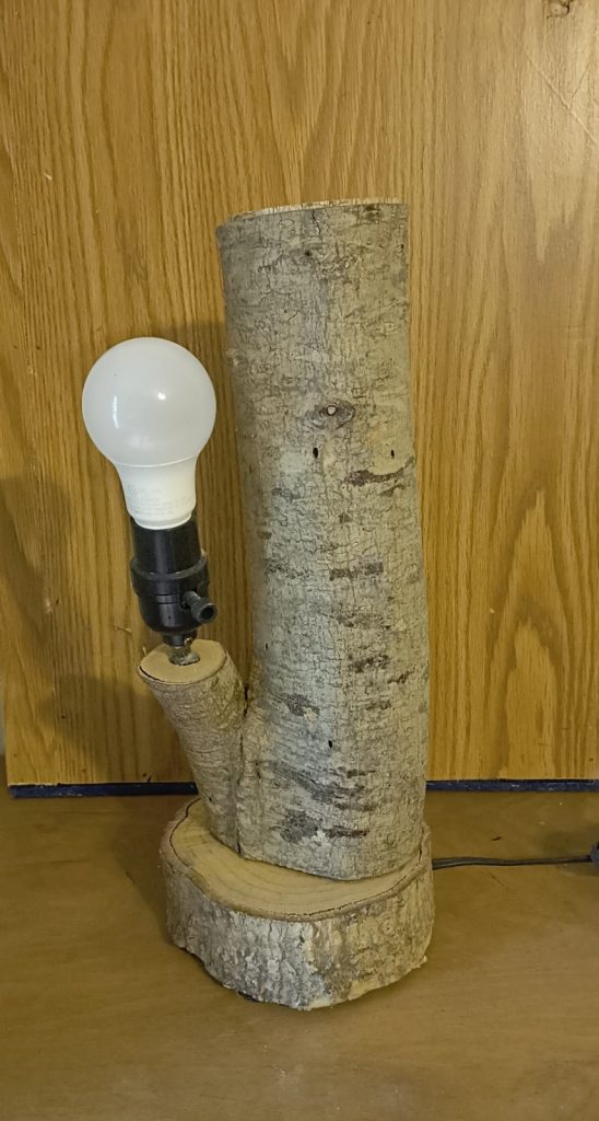 Novelty handmade wooden table lamp with rustic natural wood construction