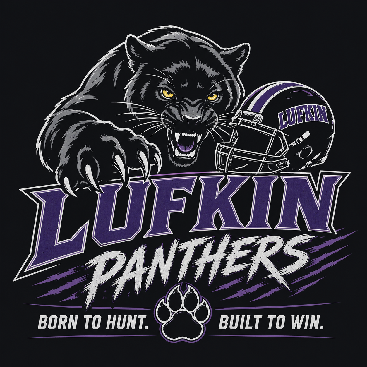 Lufkin Panthers black and purple design