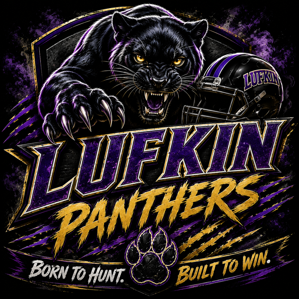 Lufkin Panthers purple and gold design