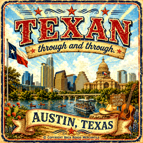 Austin Texas artwork from Back Roads Mercantile