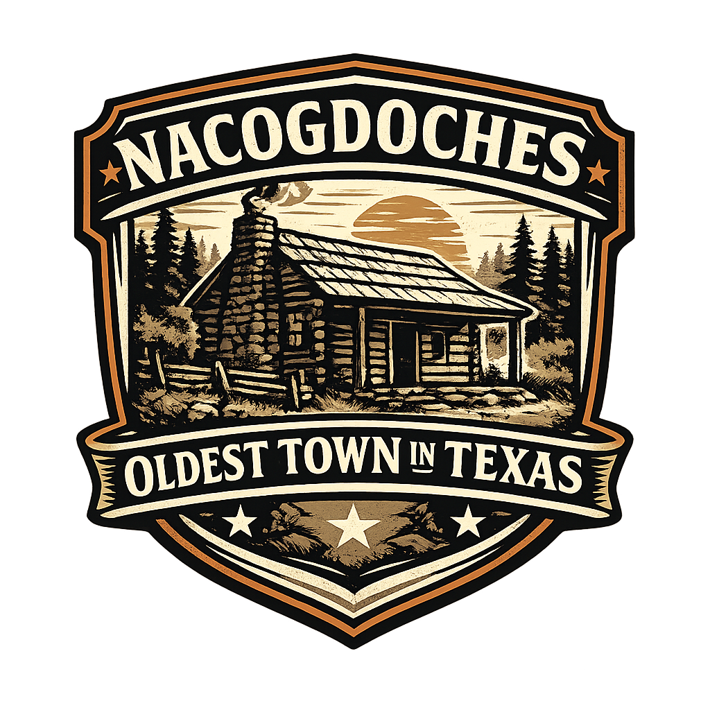 Nacogdoches Oldest Town in Texas historic cabin emblem