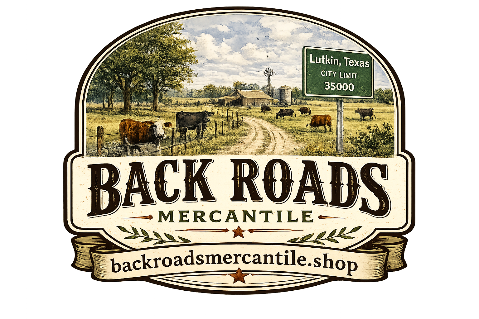 Back Roads Mercantile shirt logo design
