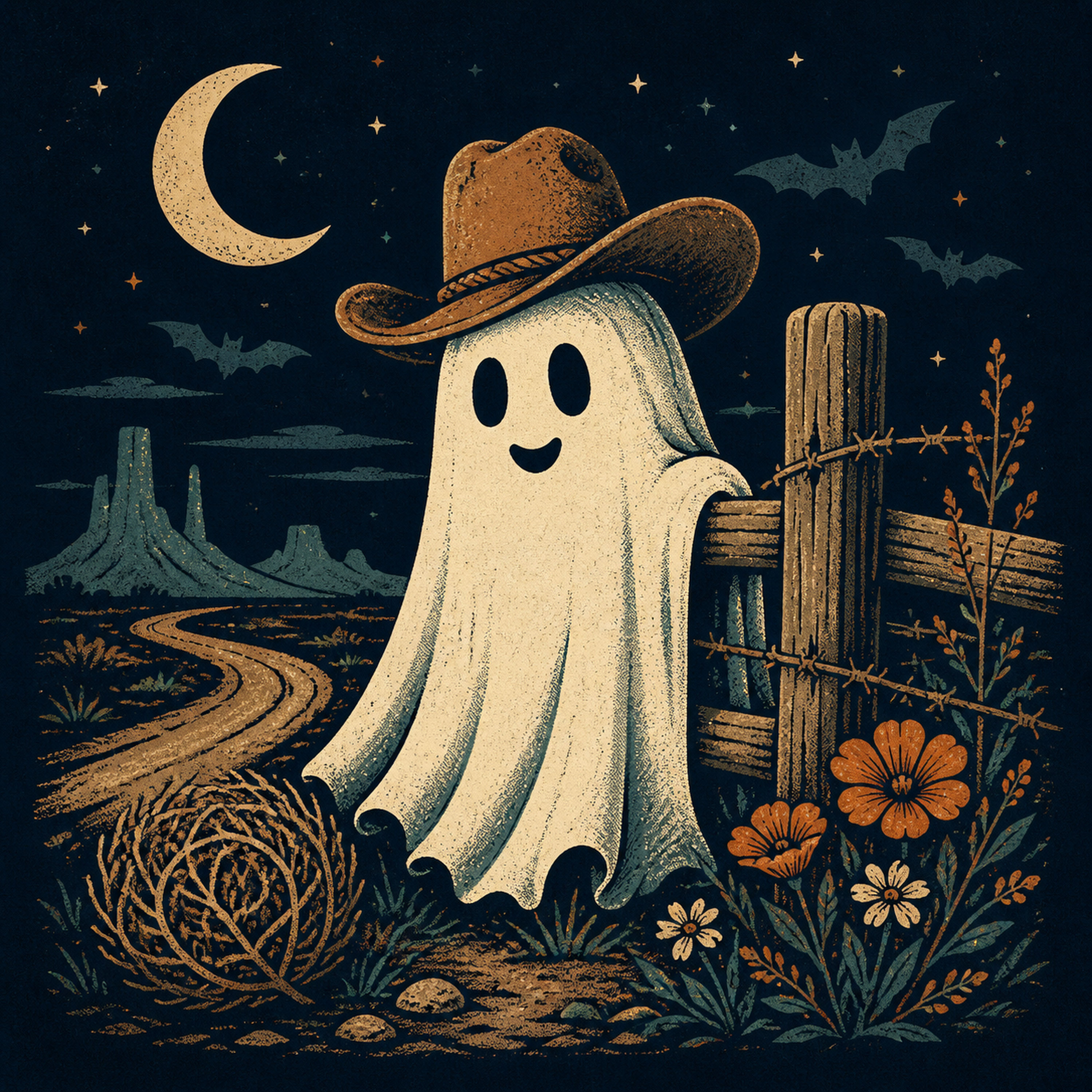 Cowboy ghost Halloween design