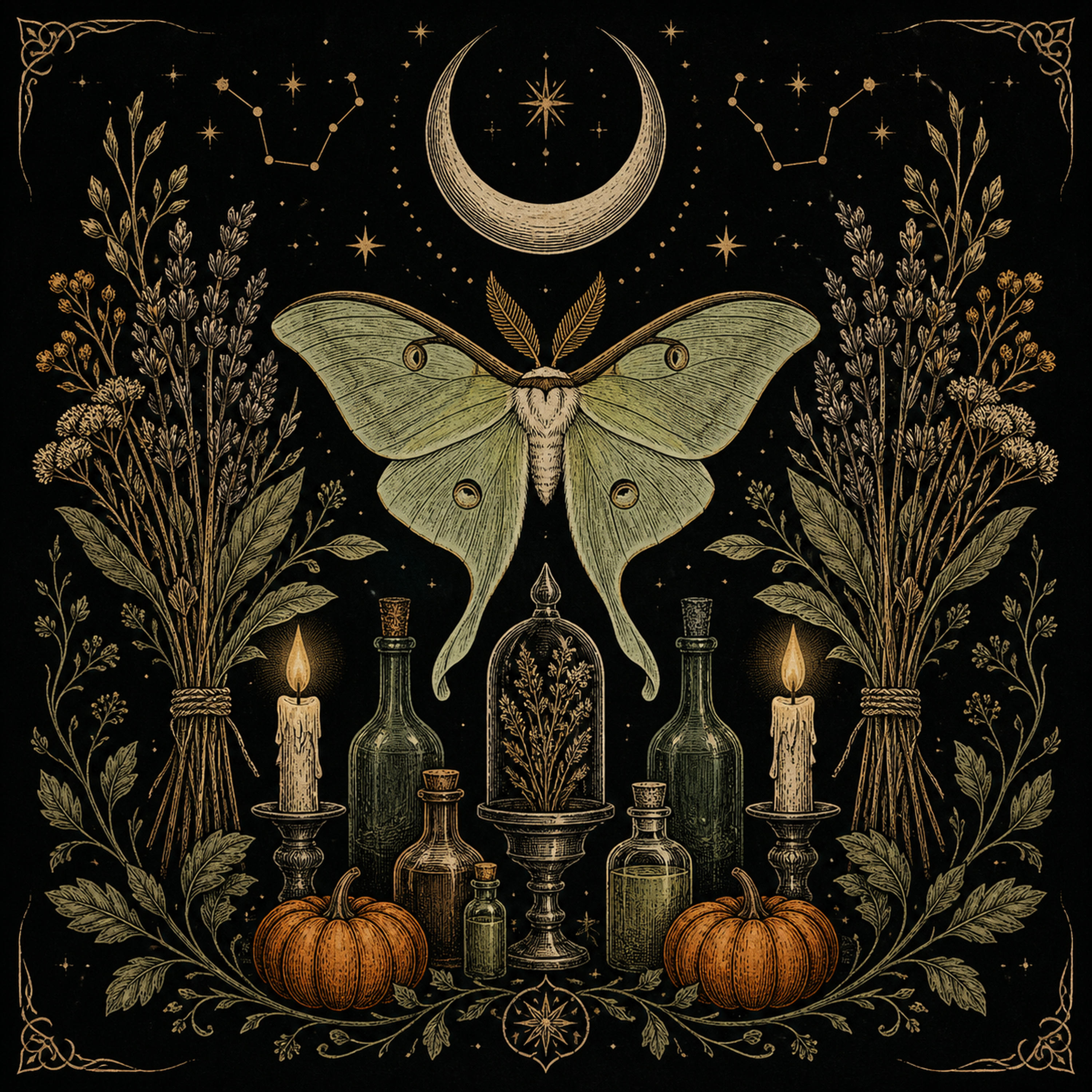Celestial apothecary Halloween design