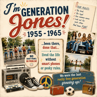 Generation Jones 1955 to 1965 classic collage