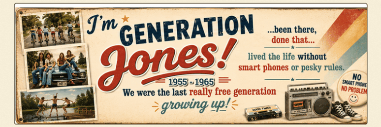 Generation Jones 1955 to 1965 wide banner design
