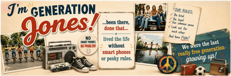 Generation Jones wide classic collage design