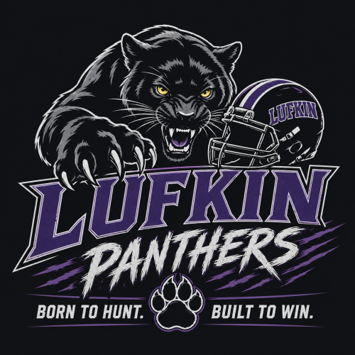 Lufkin Panthers Black and Purple Panther design