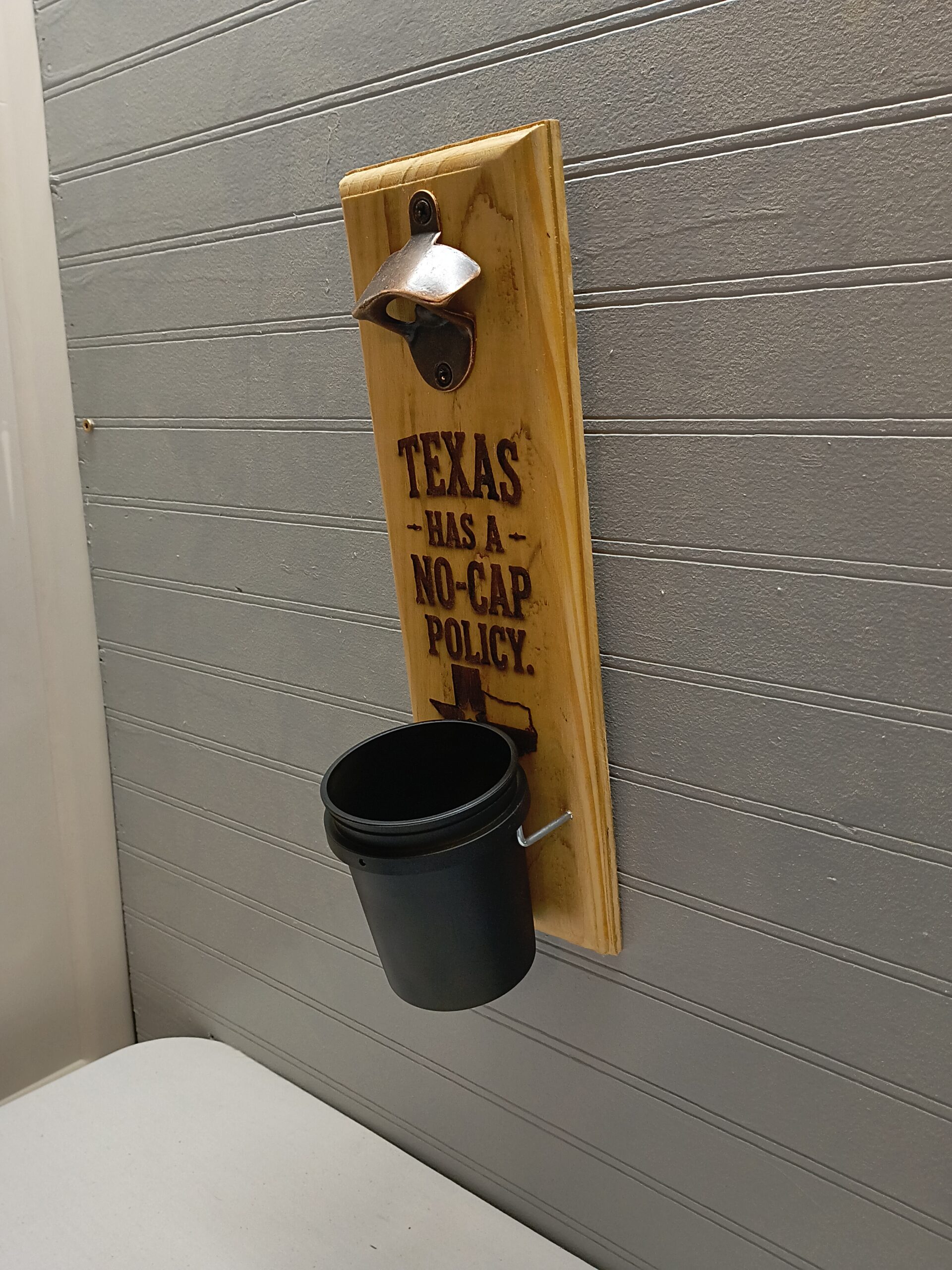 Texas Has a No-Cap Policy wooden bottle opener