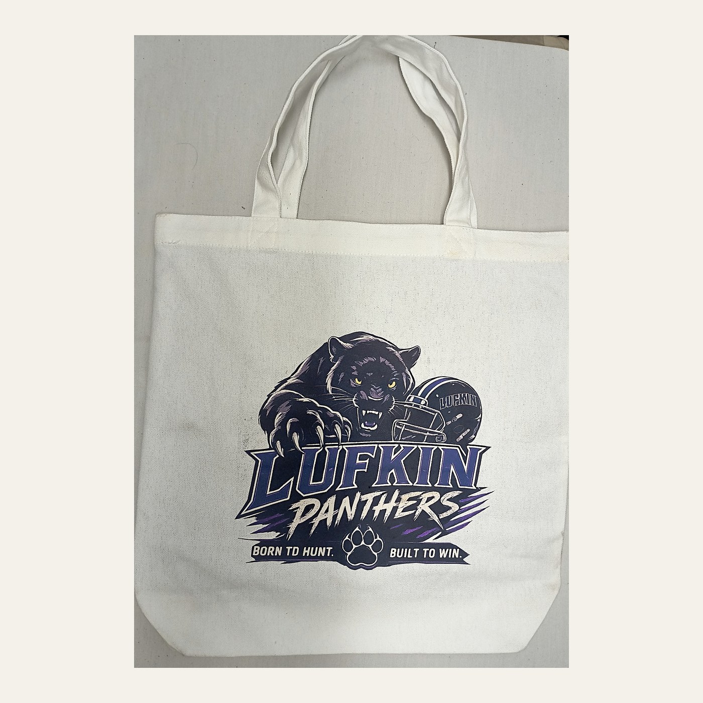 White Lufkin Panthers cotton tote bag