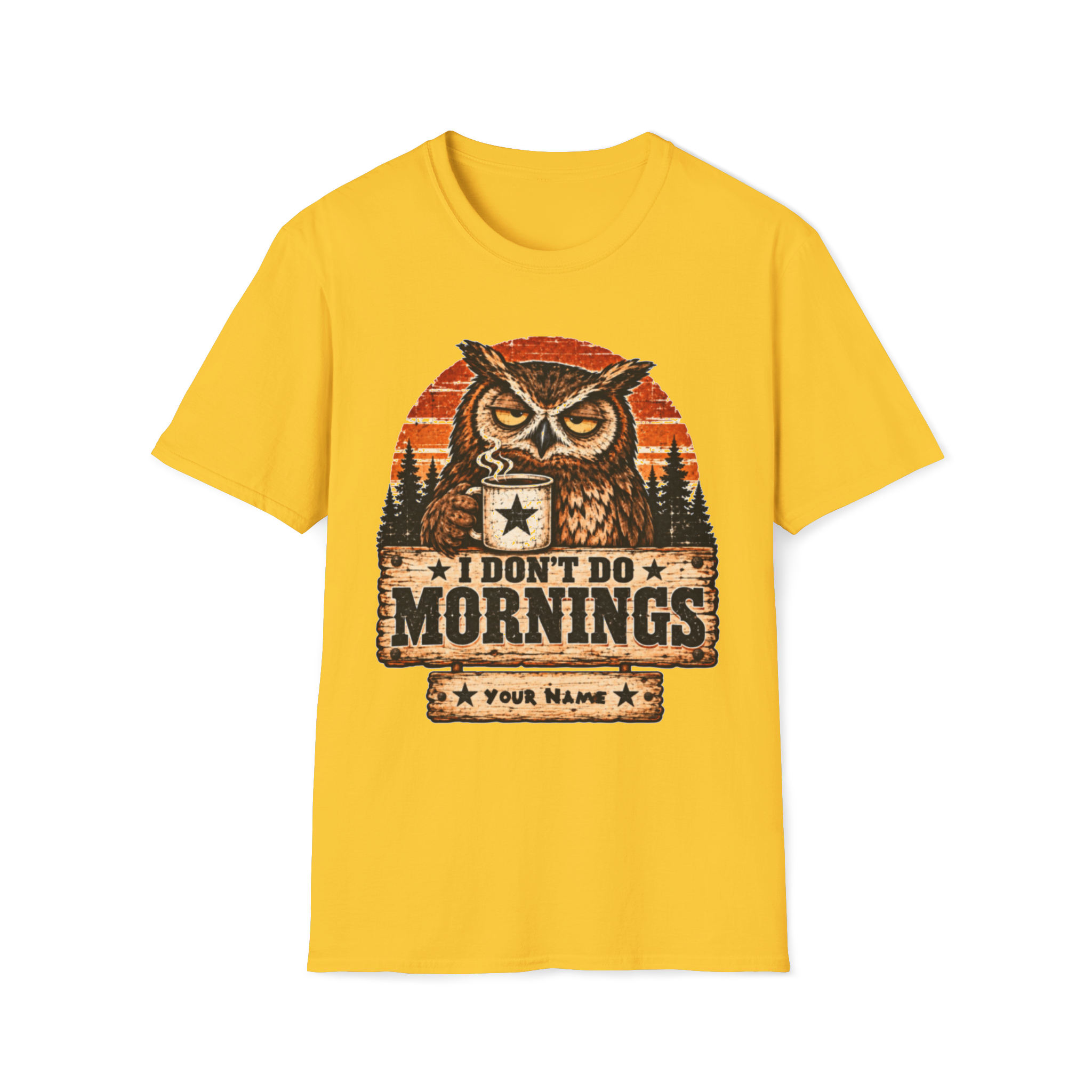 Don't Do Mornings design 1 shirt mockup