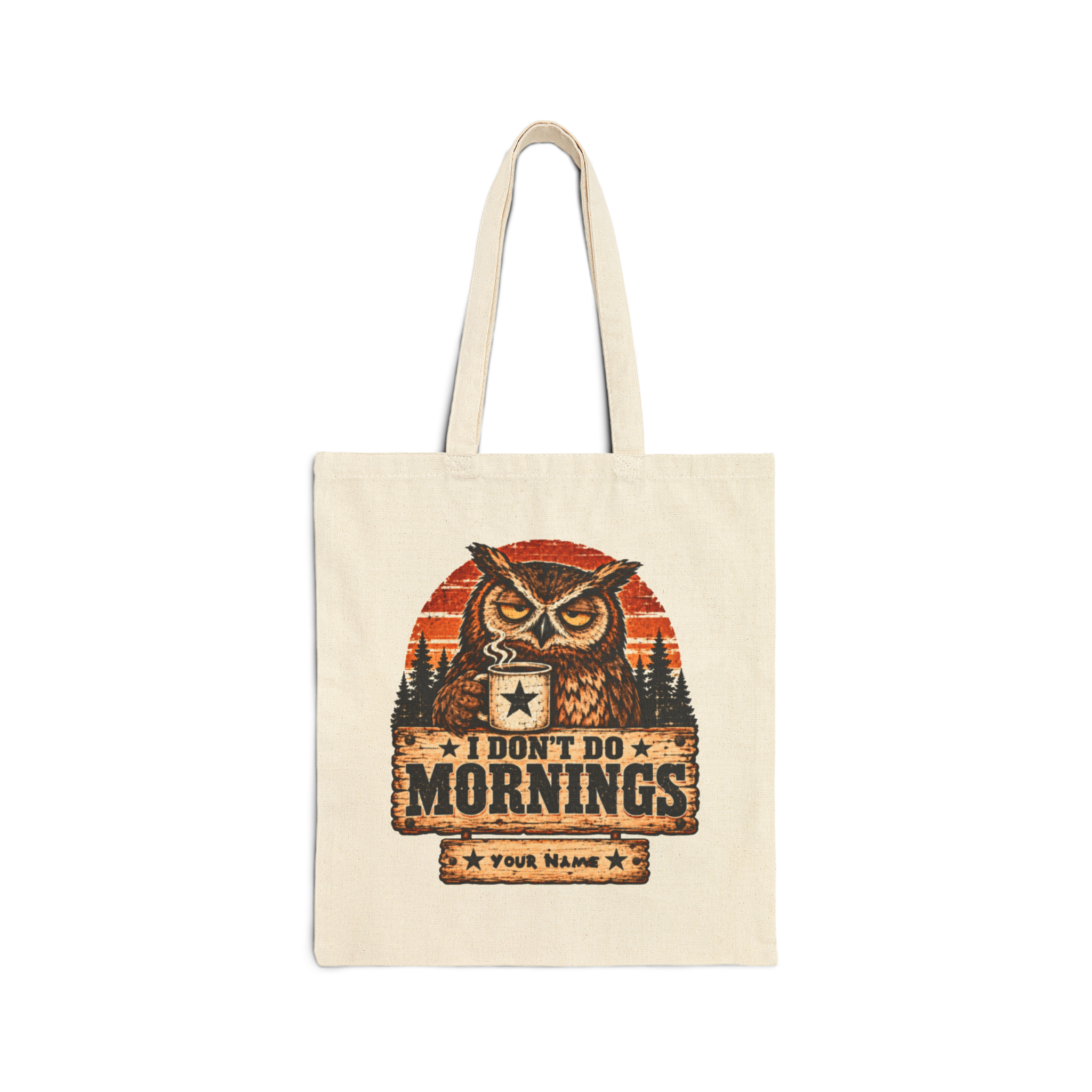 Don't Do Mornings design 2 bag mockup
