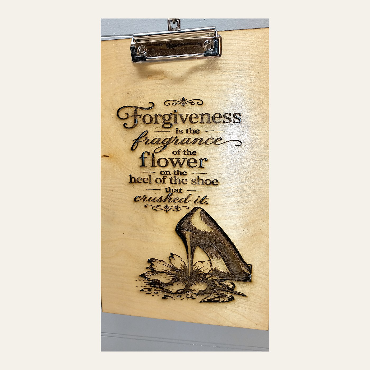 Forgiveness legal-size plywood clipboard