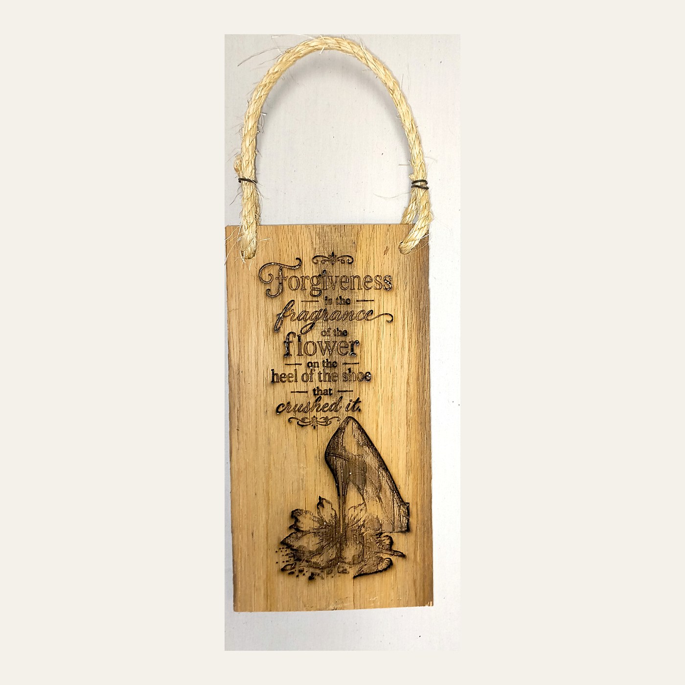 Handmade oak forgiveness wall plaque