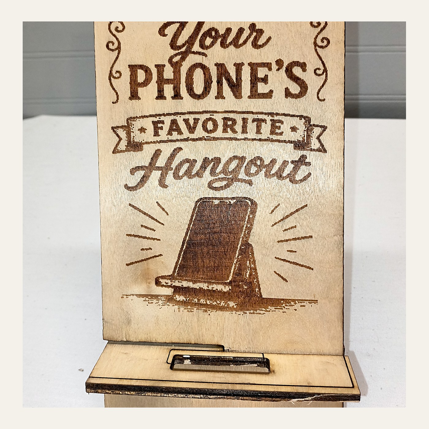 Large laser engraved phone and tablet stand