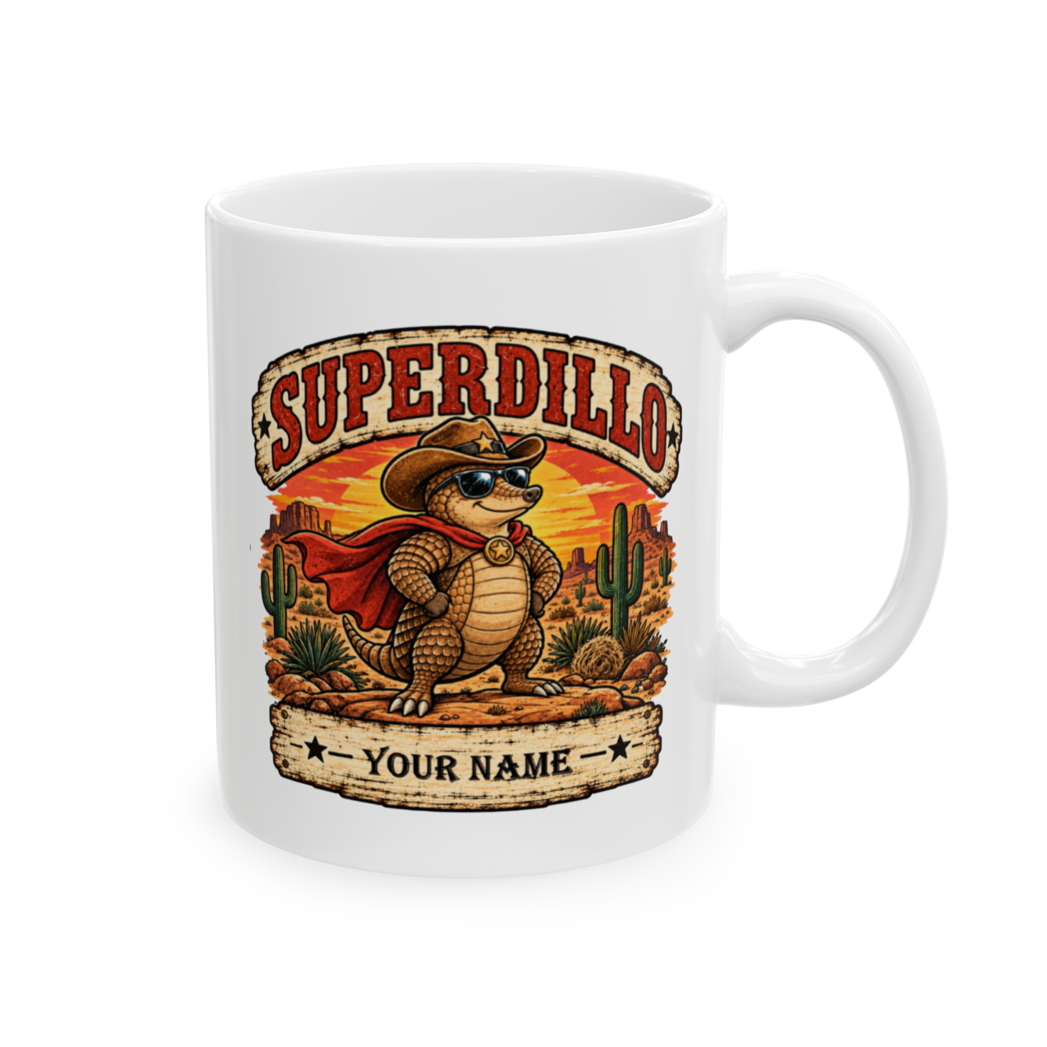 Superdillo design 2 cup mockup