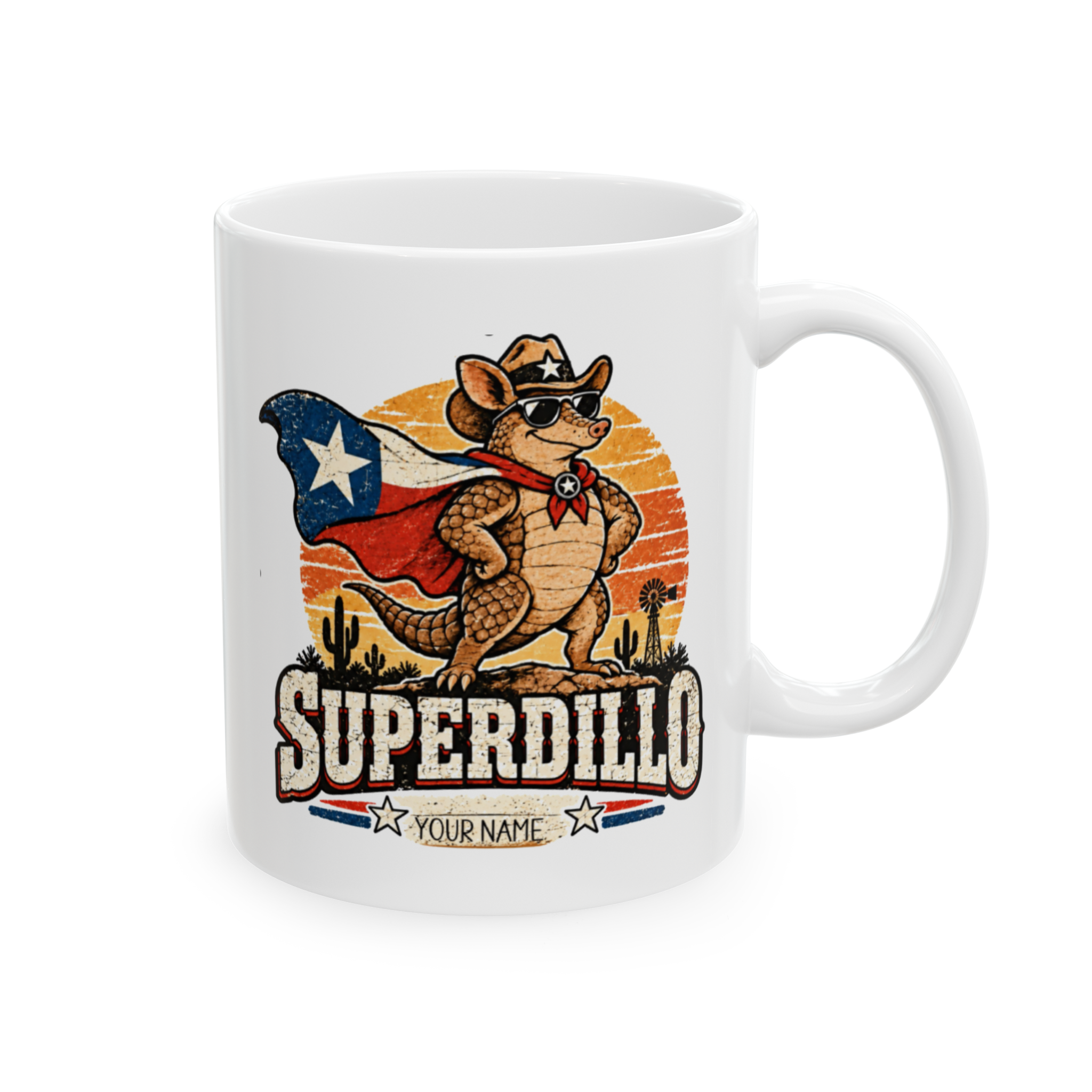 Superdillo design 1 cup mockup