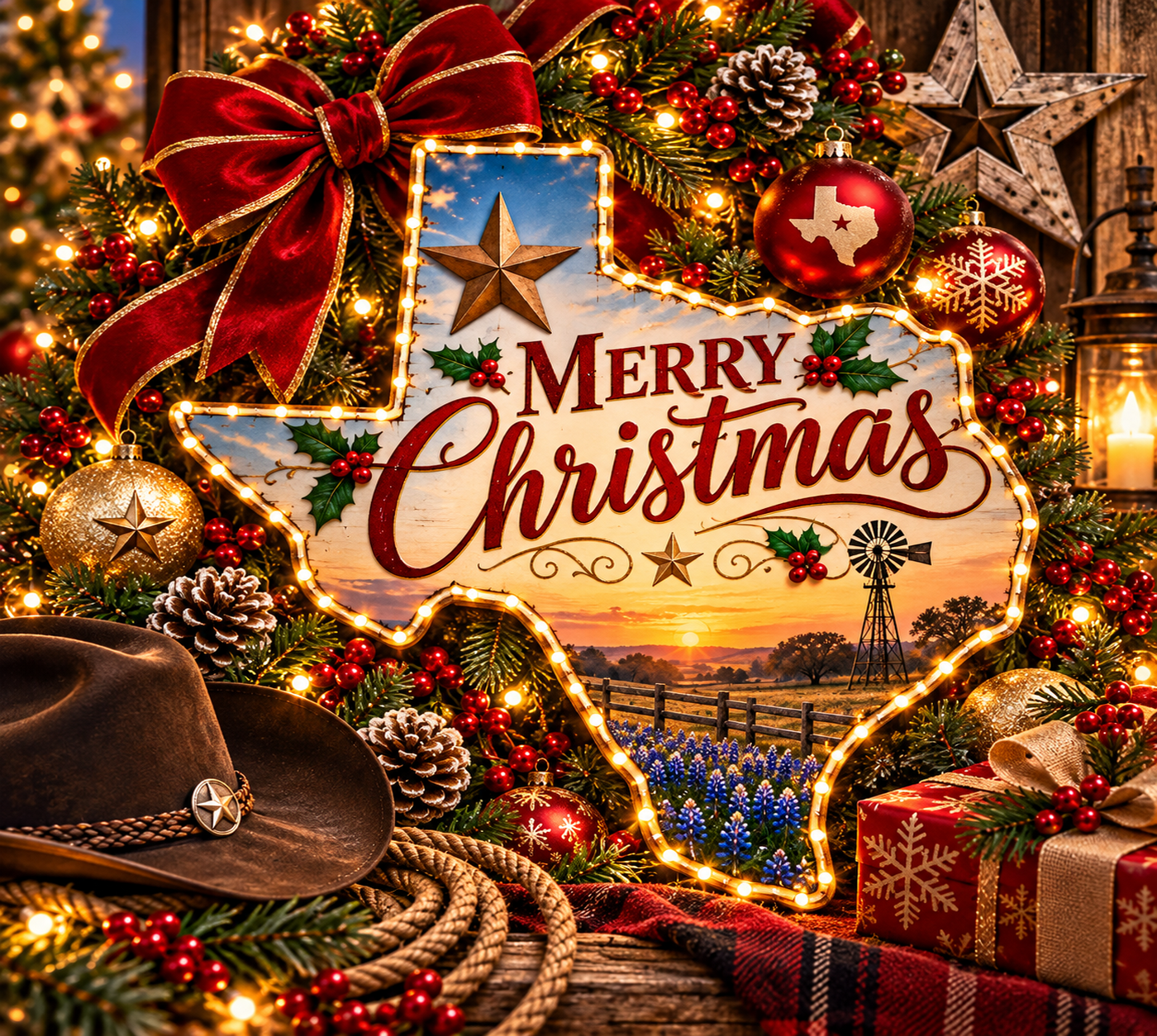 Rustic Texas Christmas artwork