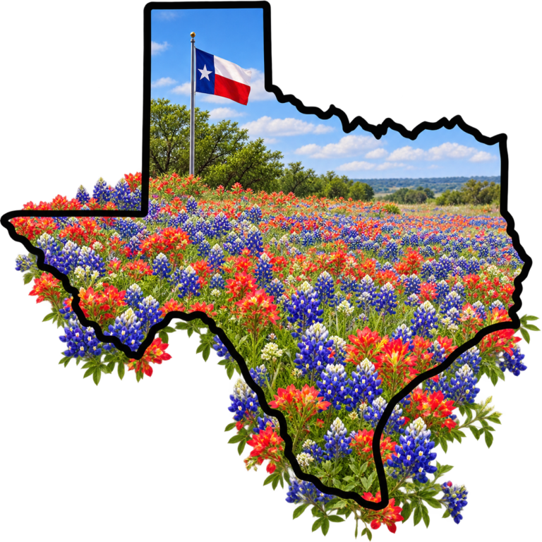 Beautiful Flowers and Texas Flag