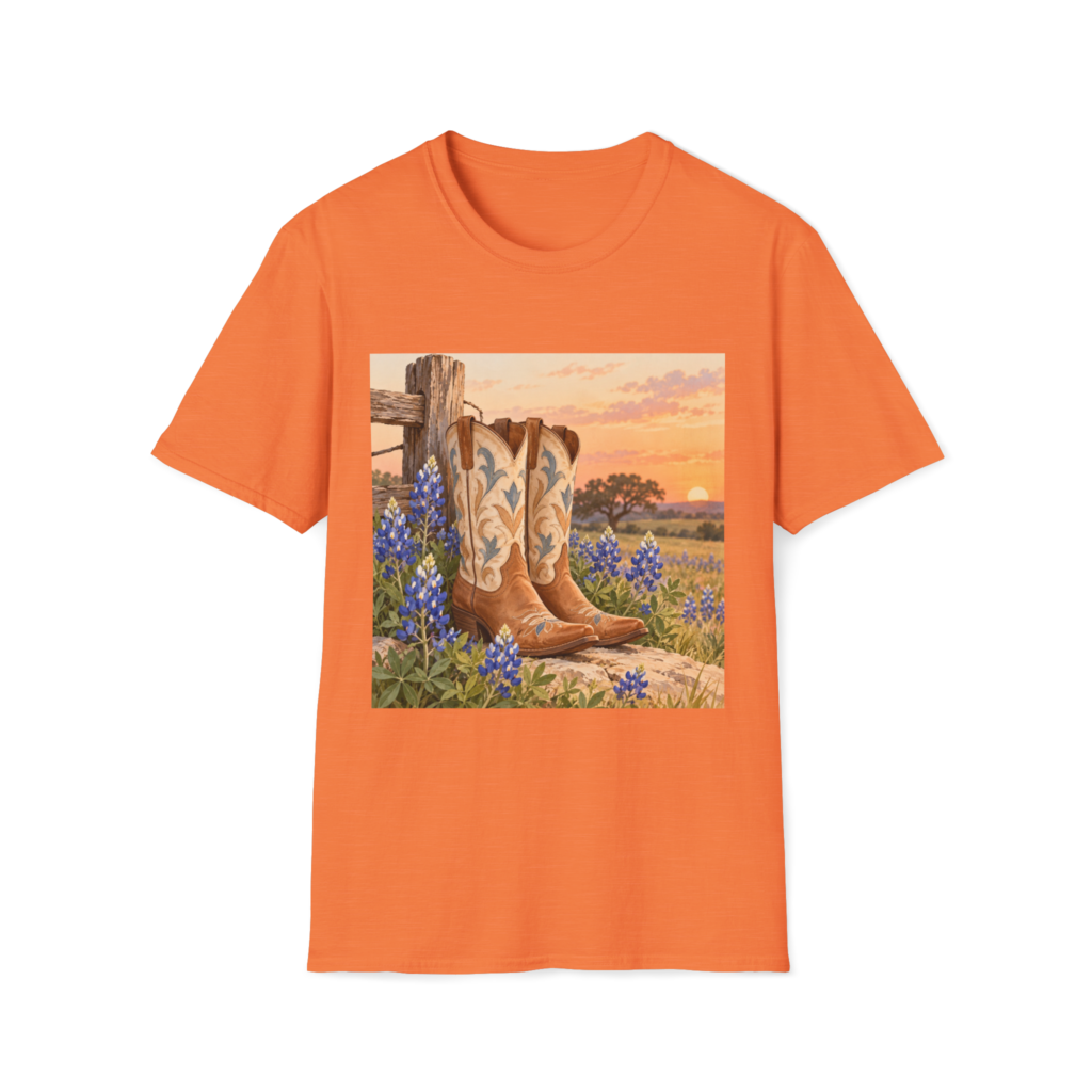 Western boots Texas artwork on a T-shirt
