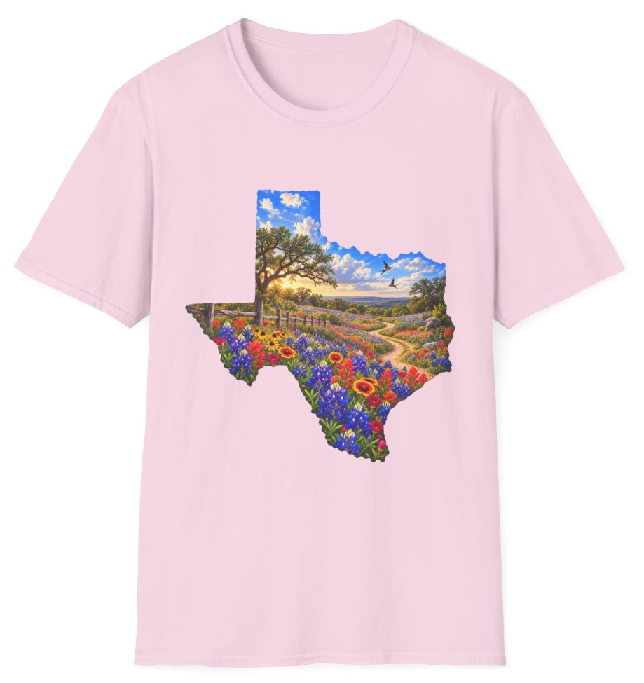 Flowers on a country road artwork on a T-shirt