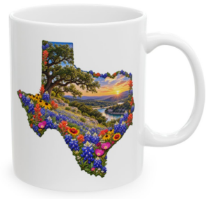 Lazy River Sunrise and Flowers Cup mockup