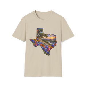 Lazy River Sunrise and Flowers T-Shirt mockup